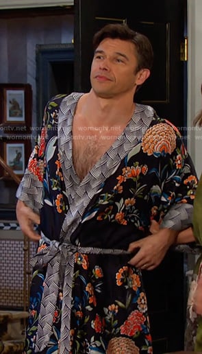 Xander’s navy floral robe on Days of our Lives