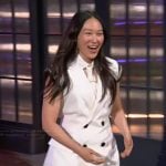 Yerin Ha’s white double breasted dress on The Kelly Clarkson Show