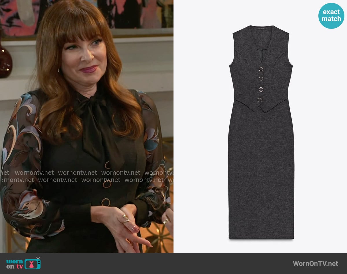 Zara Button Midi Dress worn by Pamela Curtis (Cady McClain) on Beyond the Gates