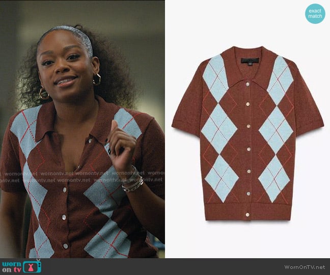 Zara Diamond Knit Polo Top worn by Izzy Letts (Jazz Raycole) on The Lincoln Lawyer
