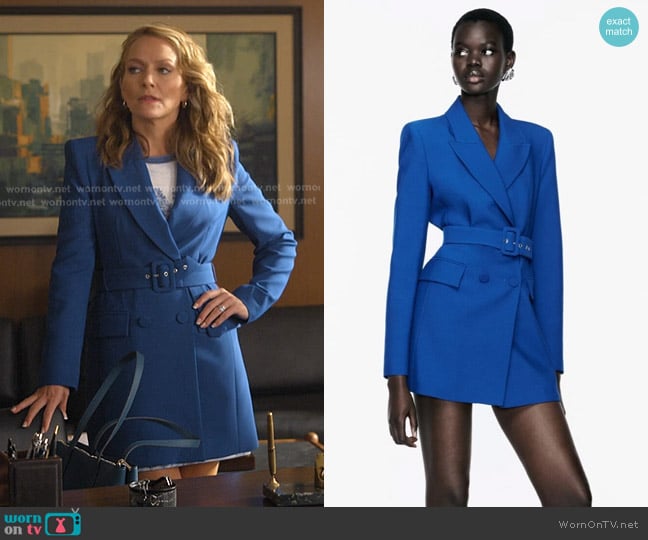 Zara Long Belted Blazer Dress worn by Lorna Crane (Becki Newton) on The Lincoln Lawyer