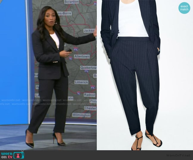 Zara Pinstripe Pants worn by Brittany Bell on Good Morning America