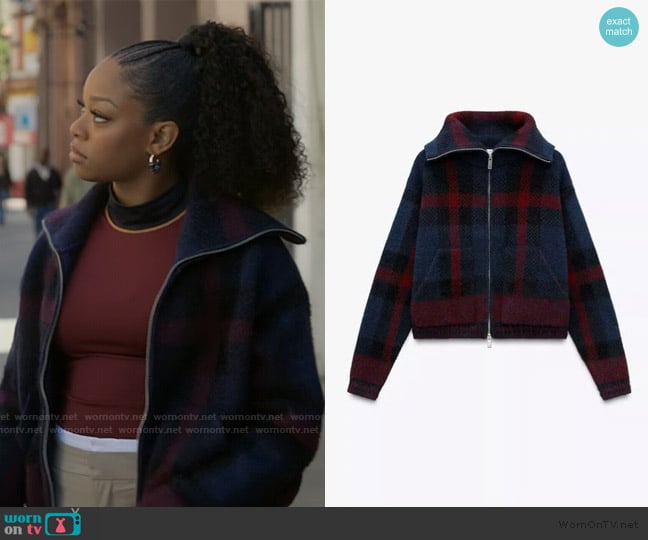 Zara Plaid Jacket worn by Izzy Letts (Jazz Raycole) on The Lincoln Lawyer