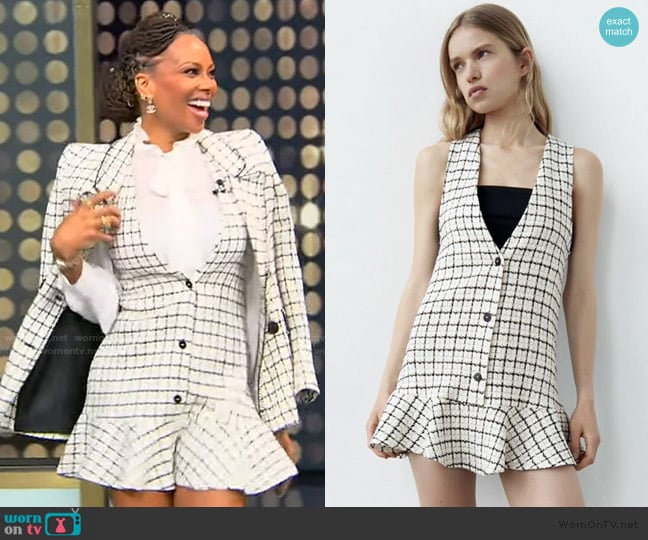 Zara Plaid Tweed Dress worn by Eva Marcille on Tamron Hall Show