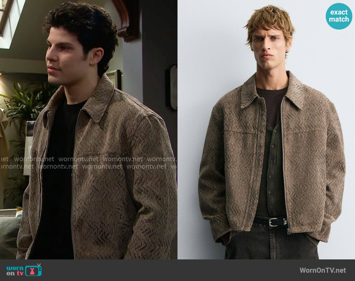 Zara Textured Jacquard Jacket worn by RJ Forrester (Brayan Nicoletti) on The Bold and the Beautiful