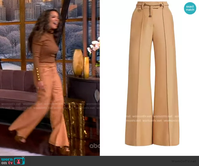 Zimmermann Luminosity Belted Wool-Blend Flare Trousers worn by Sunny Hostin on The View