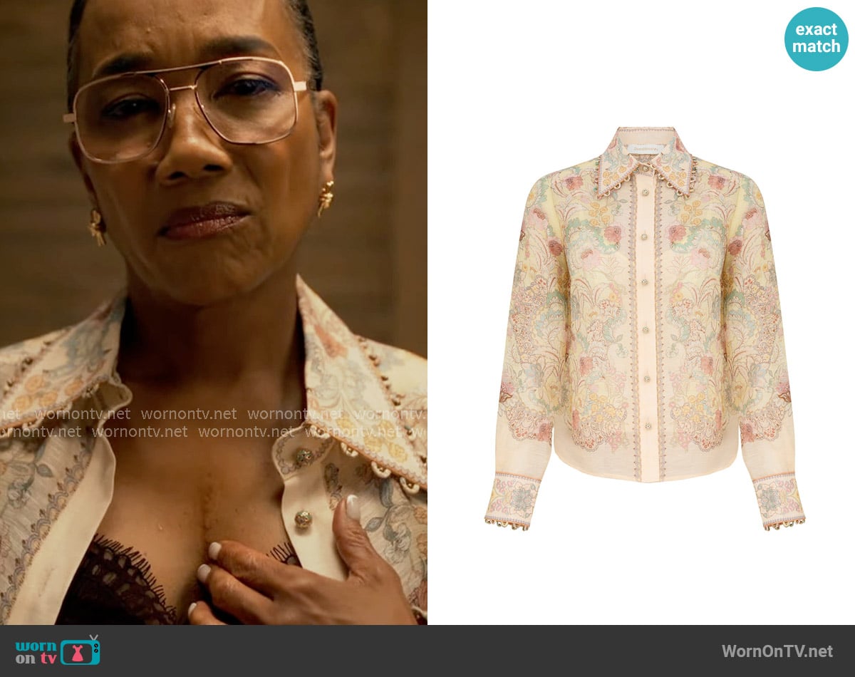 Zimmermann Rebellion Blouse worn by Amanda Wagner (Sonja Sohn) on Will Trent