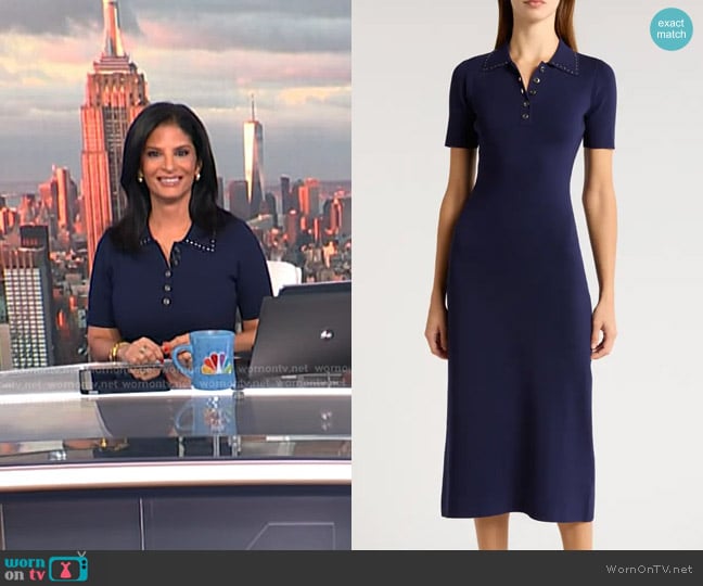 Zoe and Claire Rib Knit Midi Polo Dress worn by Darlene Rodriguez on Today