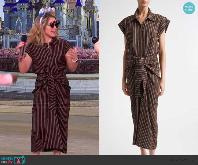 Sara’s brown tie front striped dress on The View