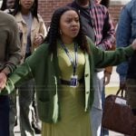 Janine’s green knit cardigan on Abbott Elementary