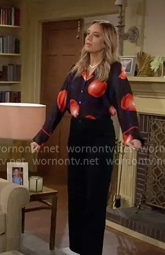 Abby's cherry print shirt on The Young and the Restless
