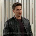 Adam’s black leather jacket on The Young and the Restless