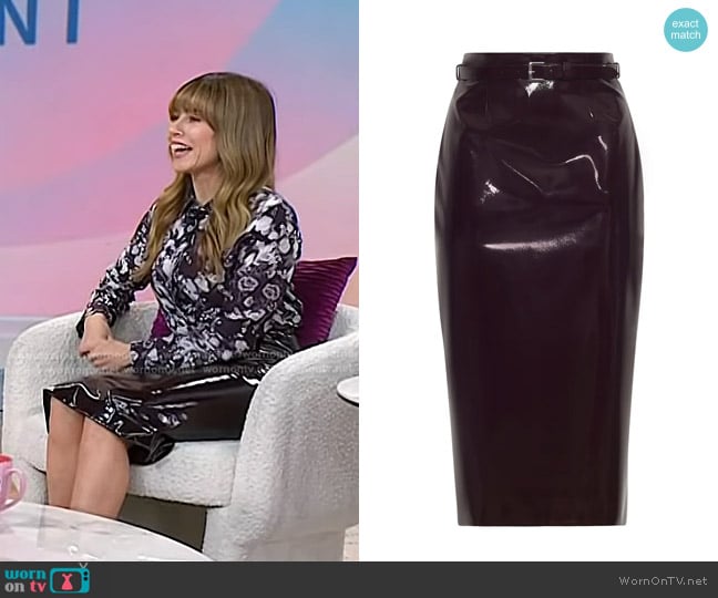 Adam Lippes Rei Skirt in Aubergine worn by Linda Cardellini on Today