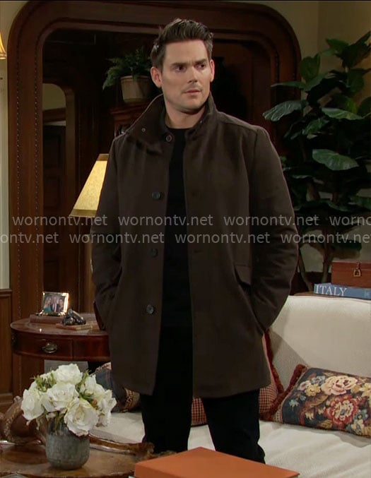 Adam’s brown coat on The Young and the Restless
