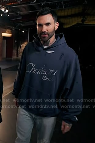 Adam’s navy print hoodie on The Voice