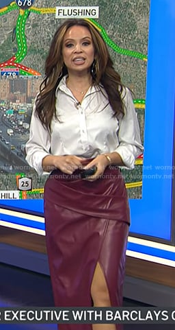 Adelle’s burgundy leather skirt on Today