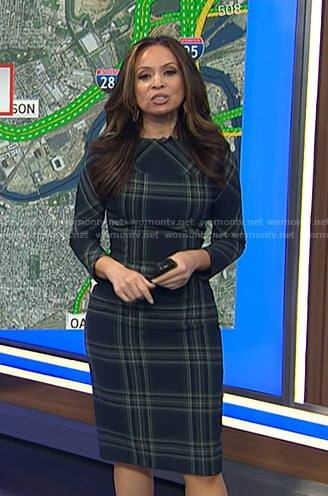 Adelle’s navy plaid sheath dress on Today