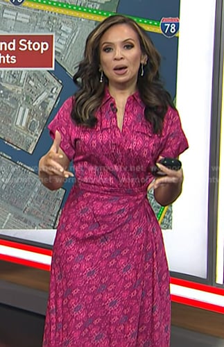 Adelle's pink prited short sleeve dress on Today