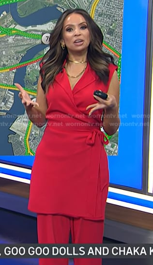 Adelle's red sleeveless wrap top on Today