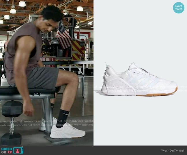Adidas Performance Dropset 3 Sneakers in white worn by Ravi Panikkar (Anirudh Pisharody) on 9-1-1