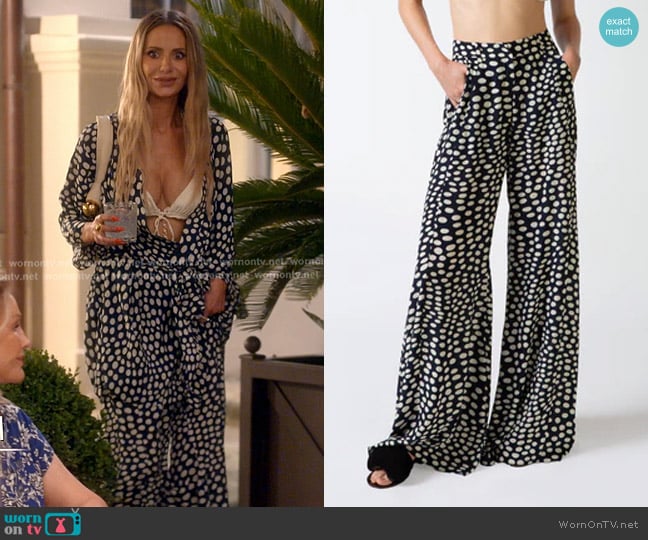 Adriana Degreas Pois Wide-Leg Pants in Navy worn by Dorit Kemsley on The Real Housewives of Beverly Hills