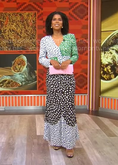 Adriana Diaz's mixed print dress on CBS This Morning