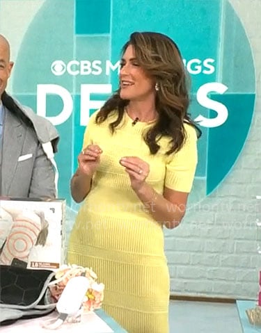 Adriane Kiss’ yellow knit dress on CBS Mornings