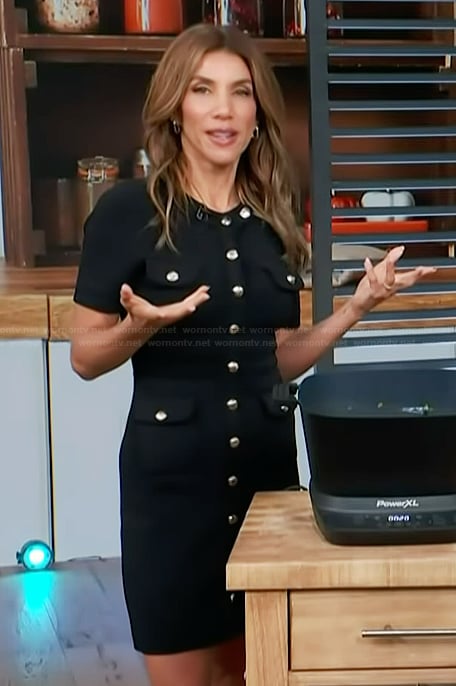Adrianna Costa’s black button front dress on Access Hollywood