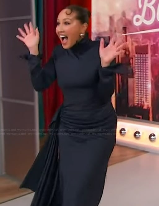 Adrienne Bailon-Houghton’s black drape dress on Sherri
