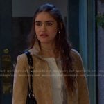 Ari’s suede jacket and floral skirt on Days of our Lives