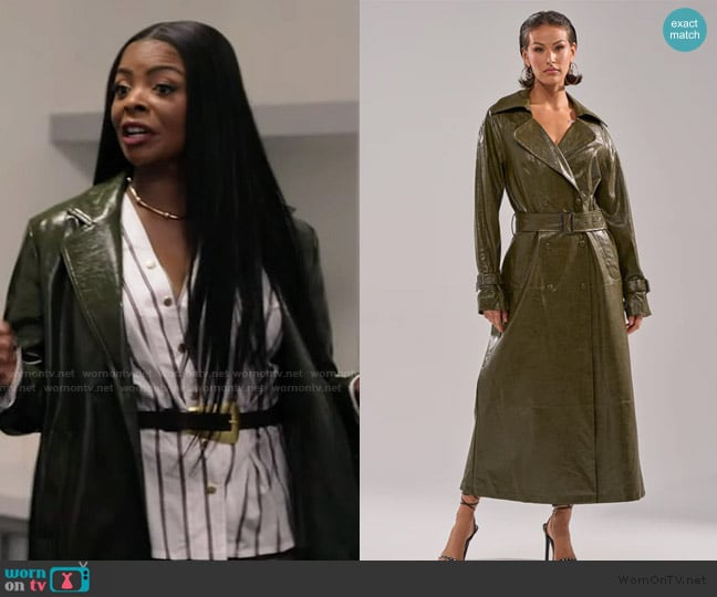 Ava’s green leather coat on Abbott Elementary