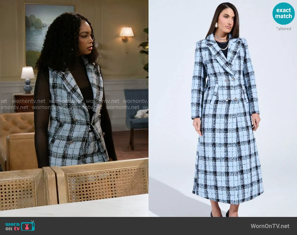 Akira Smooth Transition Tweed Trench worn by Chelsea Hamilton (RhonniRose Mantilla) on Beyond the Gates