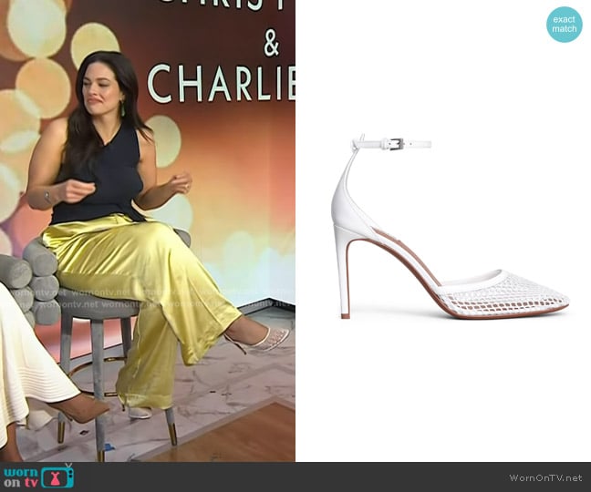 Alaia Fishnet Patent Ankle-Strap Pumps worn by Ashley Graham on Today