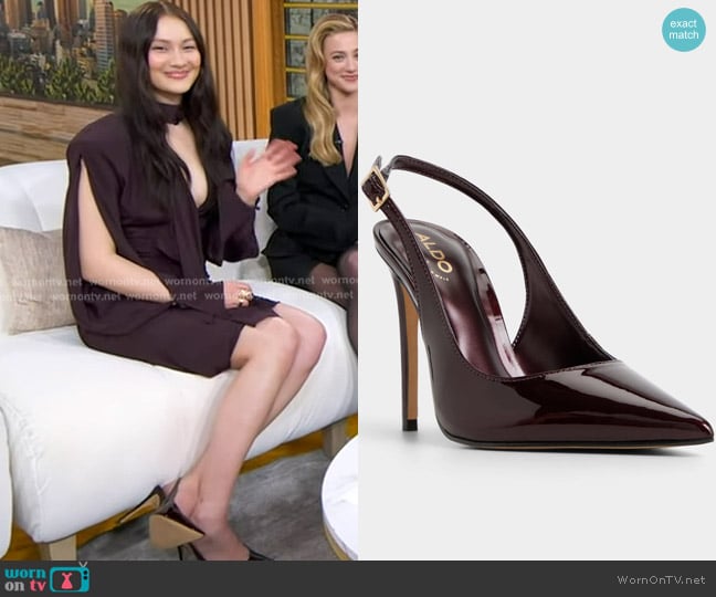 Aldo Stessysling Pumps in Dark Brown worn by Lola Tung on Good Morning America