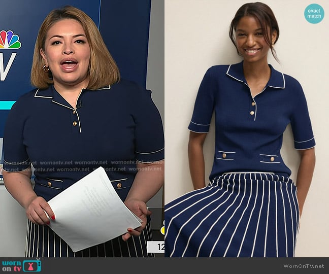 Aldomartins Polo With White Trim worn by Gilma Avalos on NBC News Daily