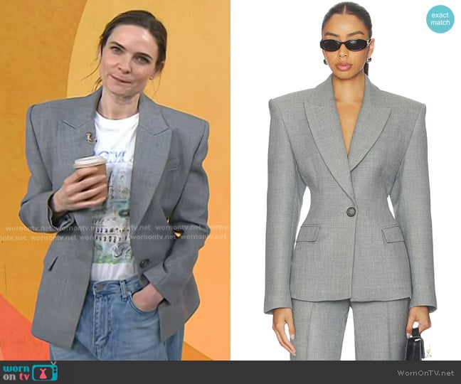 Alex Perry Single Breasted Contour Blazer in Grey worn by Rebecca Ferguson on Today