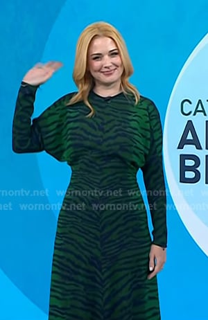Alexandra Breckenridge’s green tiger stripe dress on Today