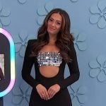 Alexis’ black cutout dress with silver panel on The Price is Right