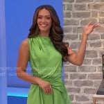 Alexis’s green drape detail mini dress on The Price is Right