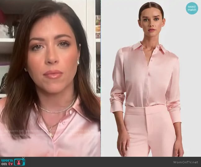 Alice + Olivia Brady Silk Blouse worn by Chloe Melas on Today