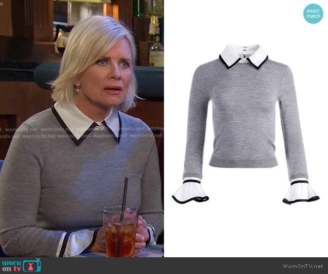 Alice + Olivia Justina Mixed Media Pullover worn by Kayla Brady (Mary Beth Evans) on Days of our Lives