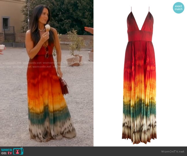 Kyle’s red tie-dye maxi dress on RHOBH