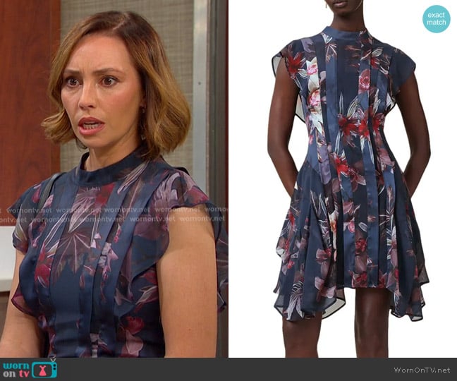 All Saints Fleur Handkerchief Hem Dress worn by Gwen Rizczech (Emily O'Brien) on Days of our Lives