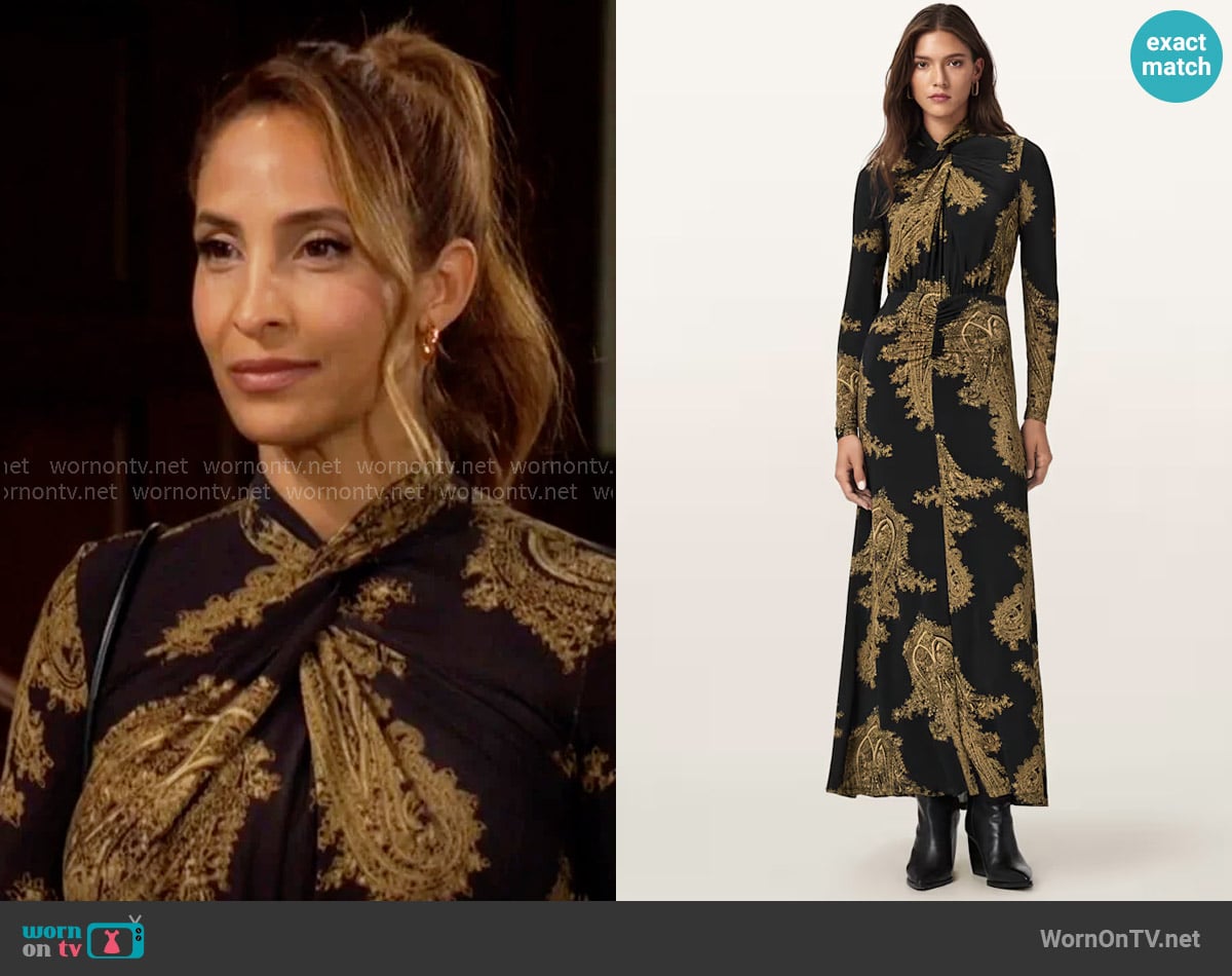 All Saints Mina Dress in Ella Black worn by Lily Winters (Christel Khalil) on The Young and the Restless