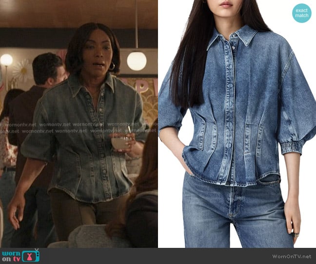 All Saints Nancy Denim Shirt in Vintage Indigo worn by Athena Grant (Angela Bassett) on 9-1-1