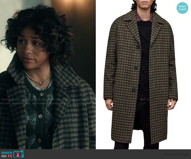 AllSaints Drumm Checked Coat worn by Lucy Farinelli-Watson (Ariana DeBose) on Scarpetta