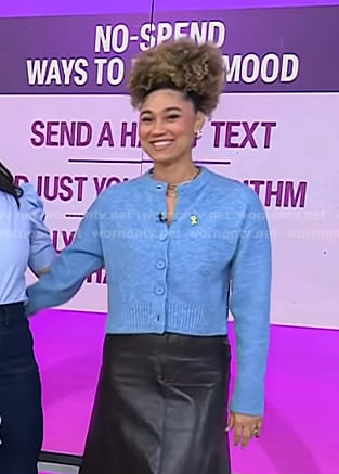 Ally's blue cropped cardigan on Today