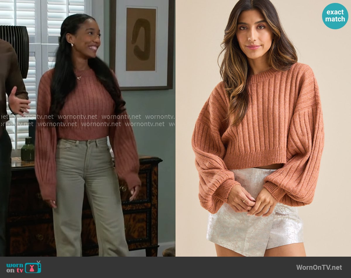 Altar'd State Cassie Ribbed Sweater worn by Samantha Richardson (Najah Jackson) on Beyond the Gates