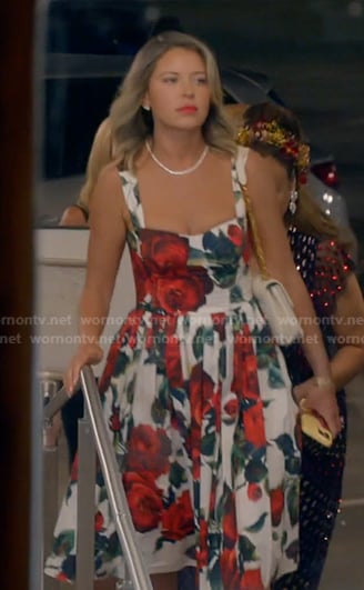 Amanda’s rose print dress on The Real Housewives of Beverly Hills