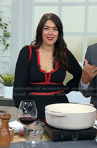 Amber Guinness’s black contrast trim dress on Today